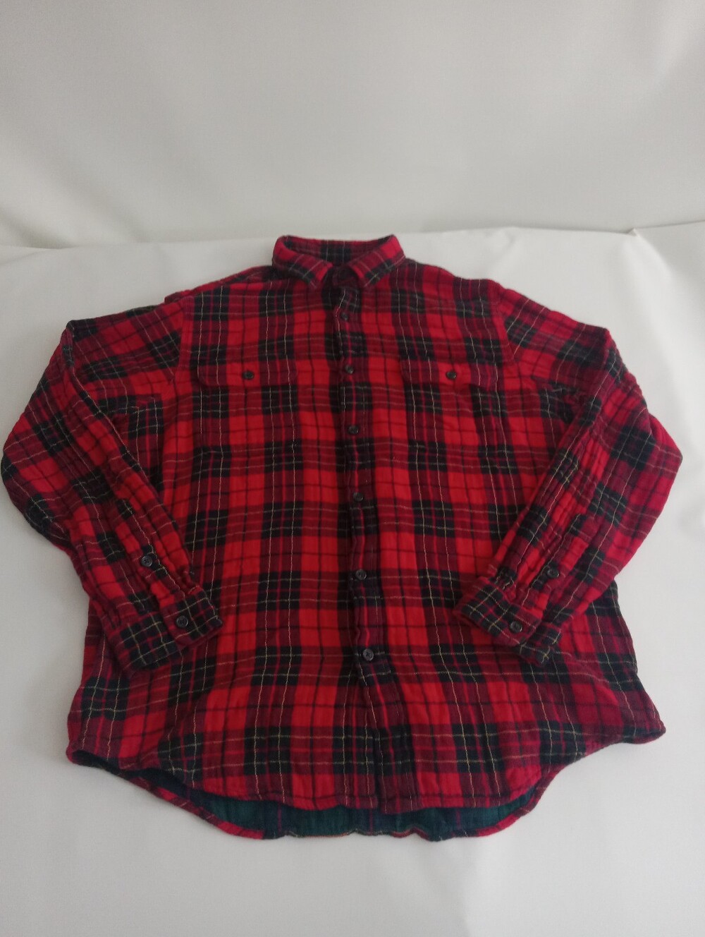 Ralph Lauren Classic Red, Back, Plaid Button-up Long Sleeve Flannel Heavy Sz XL